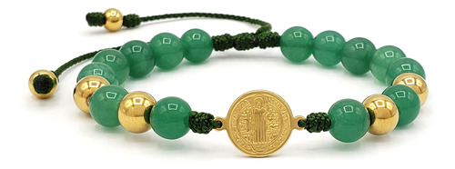 Pulsera San Benito Piedra Jade Y Acero 8mm Iconic Store