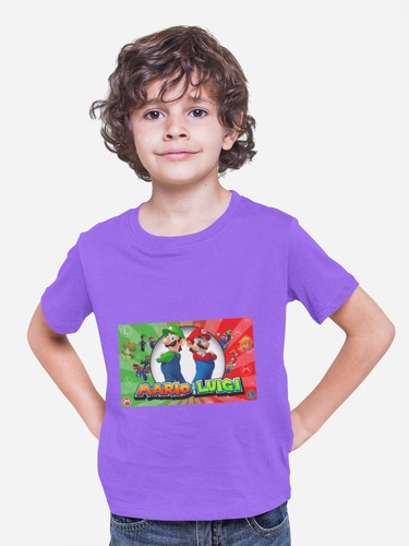 Polera Infantil Unisex Mario Bros Super Luiggi Estampado