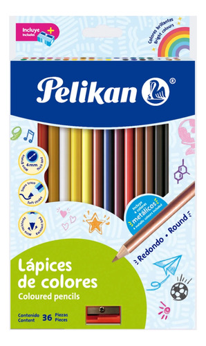 Colores Pelikan Caja X36 Unidades, 4mm