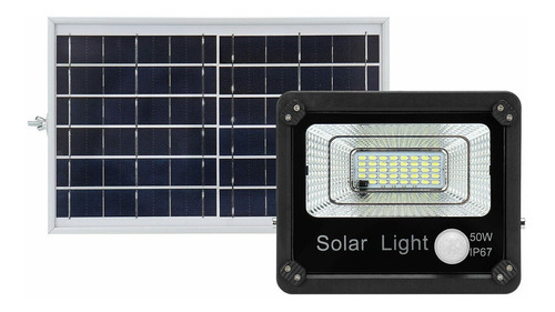 Imagen 1 de 10 de Reflector Led Control Remoto Sensor Panel Solar 50w