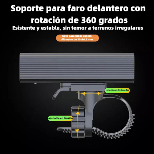 Faithluz P13 Lámpara Luces Para Bicicleta Recargables 1200lúmenes 5 Modos color negro