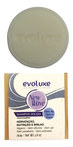  Shampoo Sólido Evoluxe New Wave 80g Vegano 0% Parabenos
