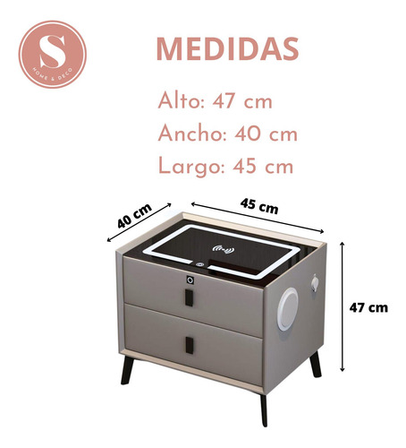 Velador Inteligente Huella Digital Cargador Parlante Luces