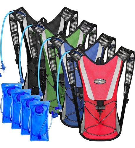 ~? 4 Pcs Mochila De Hidratación Pack Con 2l Vejiga De Agua, 