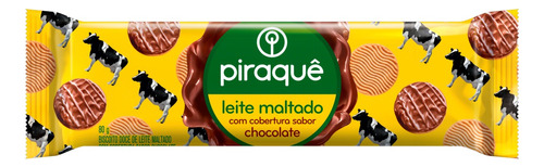 Biscoito Leite Maltado Cobertura Chocolate Piraquê Pacote 80g