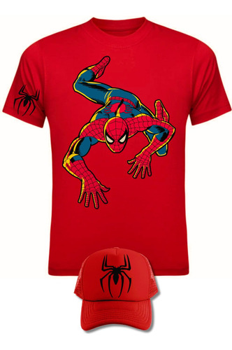 Camiseta Sorprendente Hombre Araña Serie Red Obsequio Gorra 