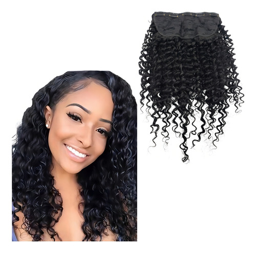 Extensión de cabello rizado 100% orgánico Apply Tic Tac, 60 cm, color negro
