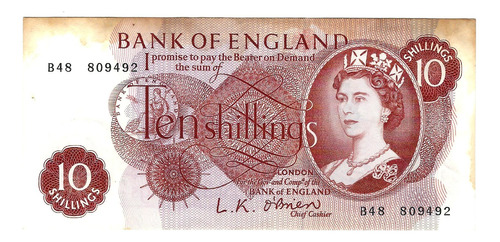 Inglaterra - Billete 10 Shillings - B48 809492
