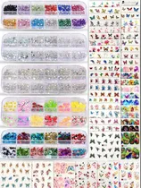 Comprar Decoración De Uñas Strass para uñas, 3 Cajas Strass 48 pegatinas 2 cajas Parches
