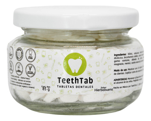 Teethtab Pasta Dental En Tabletas Sin FlĂșor Hierbabuena 85g