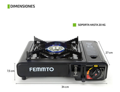 Imagen 4 de 10 de Anafe Portatil 1 Hornalla Quemador Camping Maletin Adap Dual