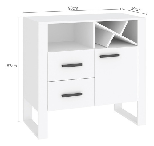 Armario Aparador Bodega Living Comedor 090x087x039 - Le13 Color Blanco