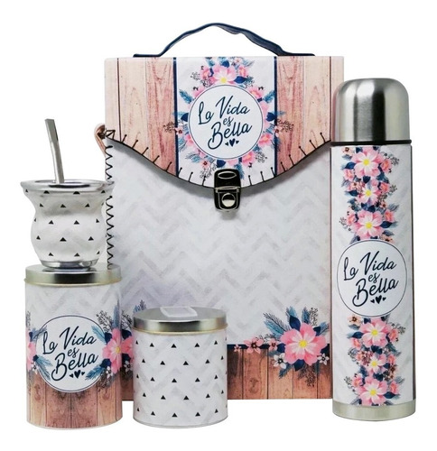 Imagen 4 de 8 de Equipo De Mate Completo Cuero Eco Set Kit Matero Regalo