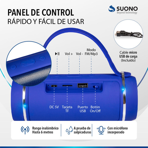 Imagen 5 de 10 de Parlante Portatil Bluetooth Radio Fm Potente Inalambrico Recargable Potenciado Excelente Regalo