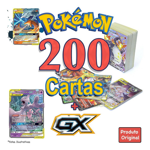 Lote 200 Cartas Pokemon+1gx 