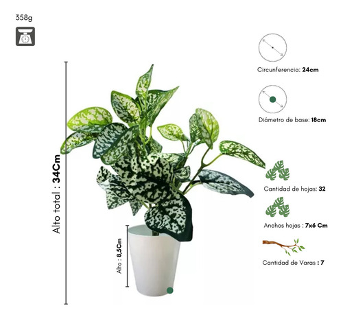 Planta Artificial De Escritorio Con Maceta Cónica + Piedras