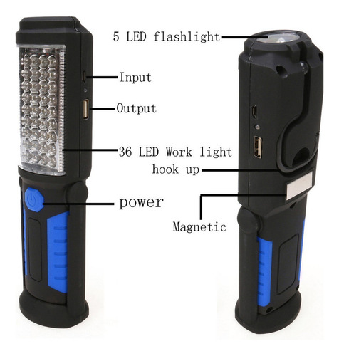// Recarregável 36+5 Leds Trabalho Luz Oficina Luz Usb Charg