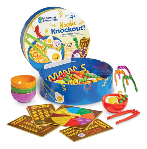 Learning Resources Noodle Knockout!, 67 Piezas, Edades 4+ Años, Juegos De Imitacion, Alimentos De Juguete, Comida De Juguete Para Niños, Juegos De Cocina, Juguete Sensorial