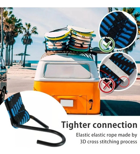 5tensor Liga Elastica Ganchos Sujecion Carga Equipaje Reforz