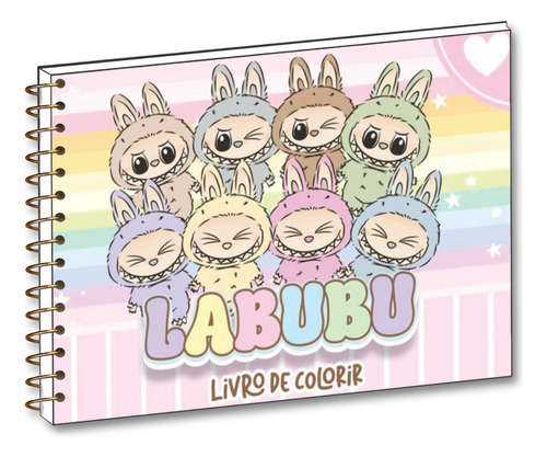 Livro De Colorir Labubu Capa Dura Desenhos Variados Folha A5 Papel Gramatura 180g Edição Inédita