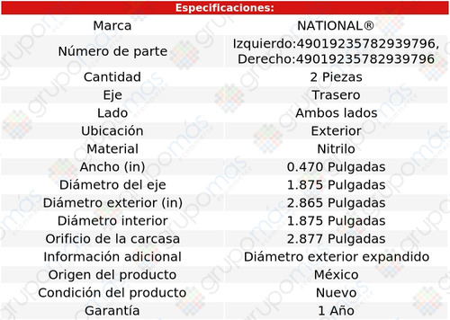 Retenes Rueda Traseros Ext National Dj5 1972 A 1974