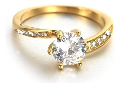 Anillo Oro 18k Solitario Bodas Cristales Eterno