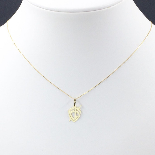 Imagem 5 de 6 de Pingente Escudo Da Fé P Em Ouro 18k Linda Jóia