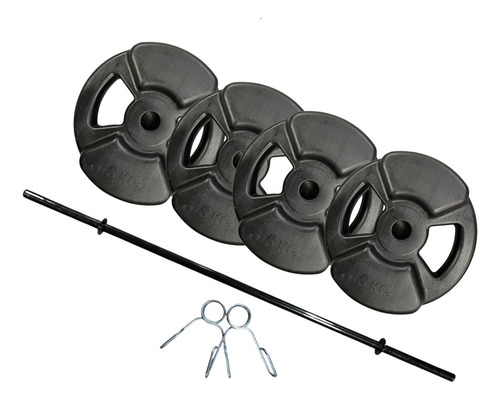Kit Body Pump 20 Kg Discos 5kg C/ Agarre Pvc + Barra 1.20 Mt Color Negro