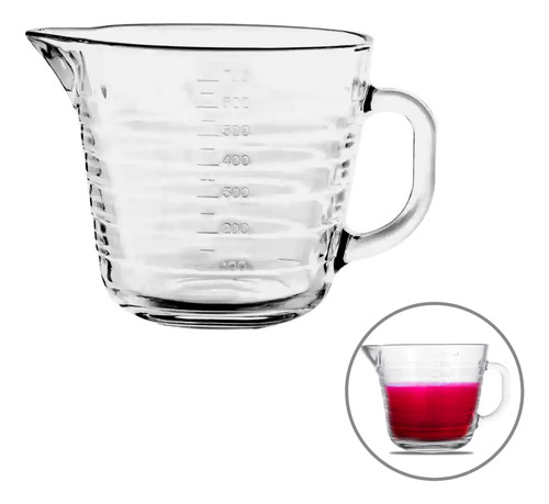 Jarra Graduada Alça Em Vidro Medida Graduada Dosadora 700ml