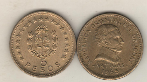 Uruguay Moneda De 5 Pesos Año 1965 - Km 47 - Xf