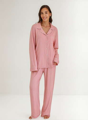 Pijama Mujer Botones Plush. Invierno
