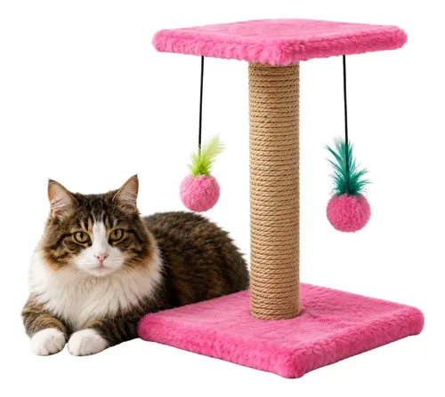 Arranhador Gato Poste C/ Pelúcia + Sisal Resistente