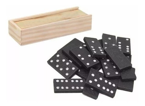 Juego Domino Caja Madera Economico Fichas Negras