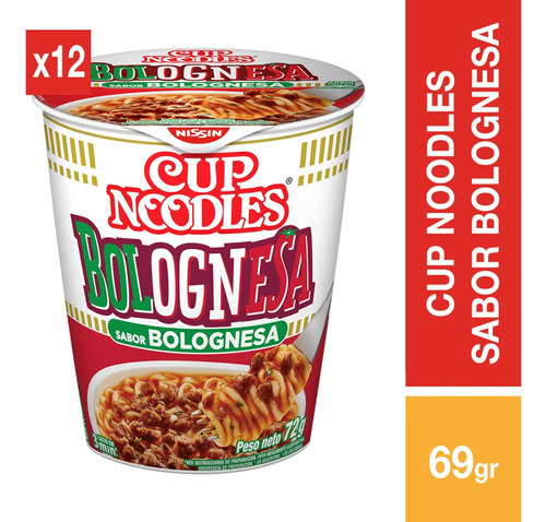 Sopa Instantánea Cup Noodles Bolognesa - 12 Unidades