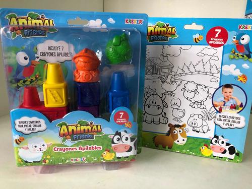 Imagen 6 de 7 de Crayones Apilables Animales De La Granja Kreker