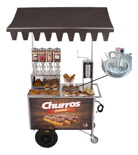 Carrinho Churros Masseira Fuso 4 Doceiras E Resistência - R2 Cor Sem Cor