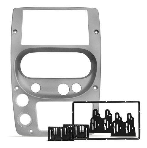 Moldura 2 Din Multimidia Dvd Mp5 Troller 2009 A 2013 Prata