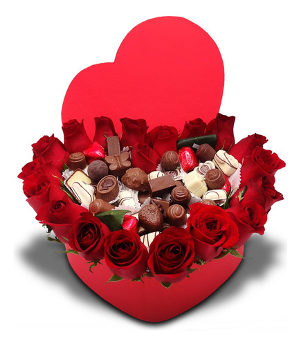 Arreglo Floral De Rosas Mi Amor Con Chocolates Para Regalar