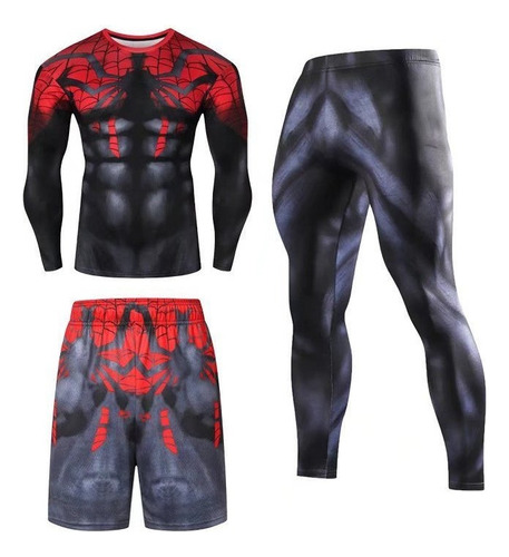 Ropa De Deporte Spiderman Fitness Chándales Set De 3 Piezas