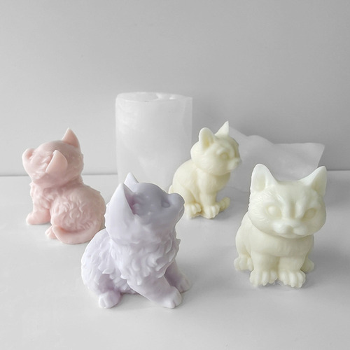 (a) Moldes Para Velas Con Forma De Gato, Molde 3d De Silicon