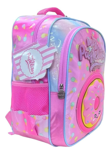 Set Kit Mochila Primaria, Lonchera Y Lapicera Mis Pastelitos Color Rosa Diseño De La Tela Mis Pastelitos Apachurrable
