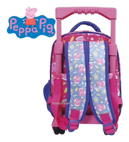 Mochila Peppa Pig Con Carro Licencia Original 31 Cm Jardin
