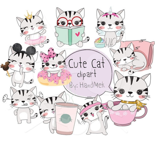 Papeles Digitales - Cute Cat Clipart - Clipart