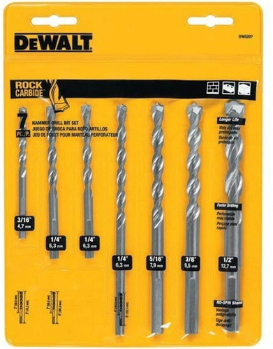 Juego De Mechas Dewalt Para Concreto 7pza Dw5207