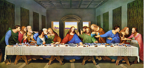 Quadro Santa Ceia Vintage Jesus Cristo 100x50cm Tela Canvas Cor Outro