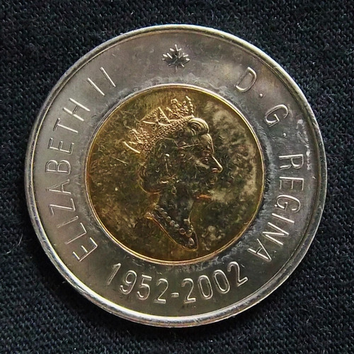 Canadá 2 Dolares 2002 Sc Km 449 50 Años De Reinado