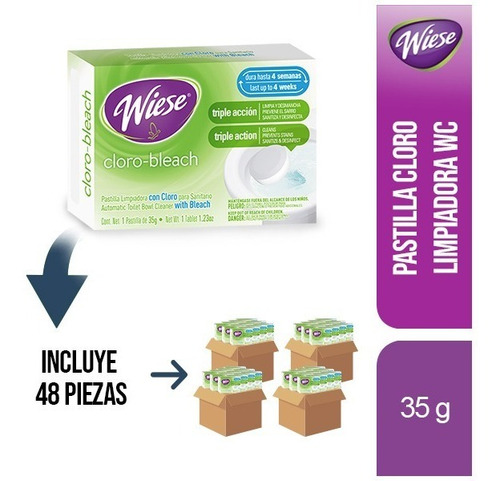 48 Pz - Wiese Pastilla Cloro Limpiadora Wc Triple Acción 35g