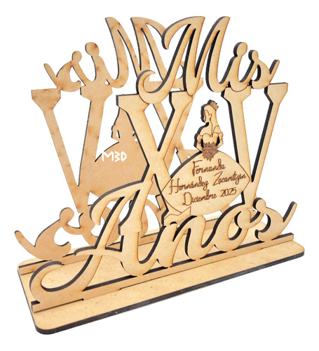 Servilletero De Xv Años Mdf (35 Pzas) Madera Natural