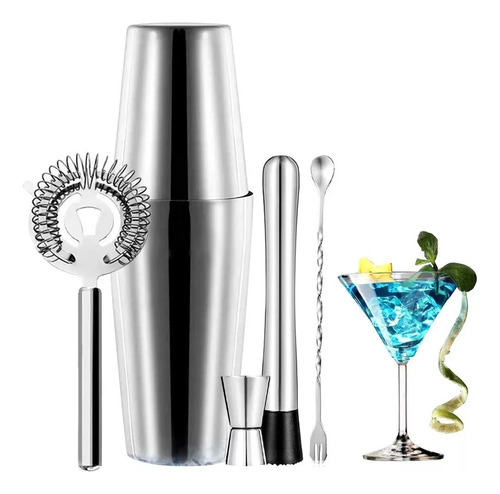 Juego De Coctelera Bartender Cocktail Cantinero Shaker 5pcs