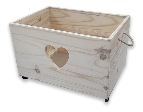 Imagen 1 de 6 de Cajon Baul Juguetero Corazon Con Ruedas Cuotas Mundopino